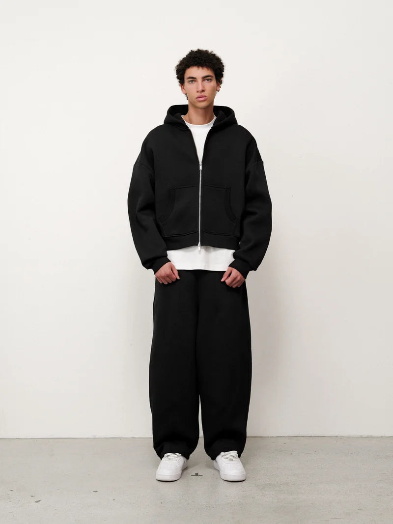 Black Essential Zip Hoodie