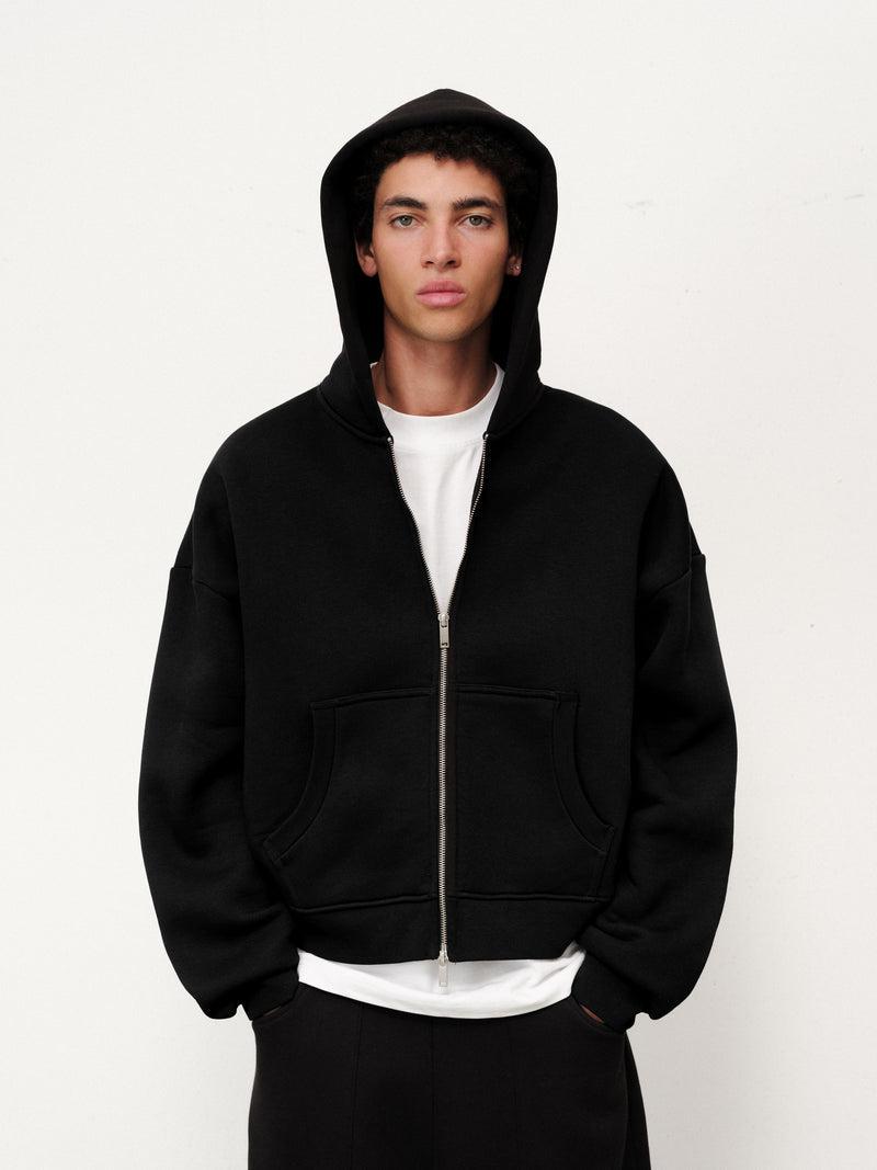 Black Essential Zip Hoodie