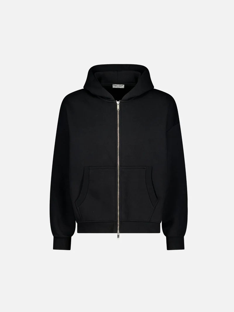 Black Essential Zip Hoodie